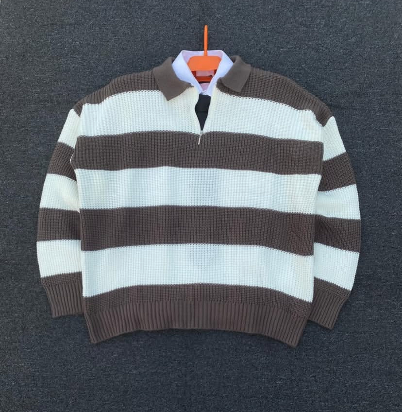 Pull Polo Rayure marron